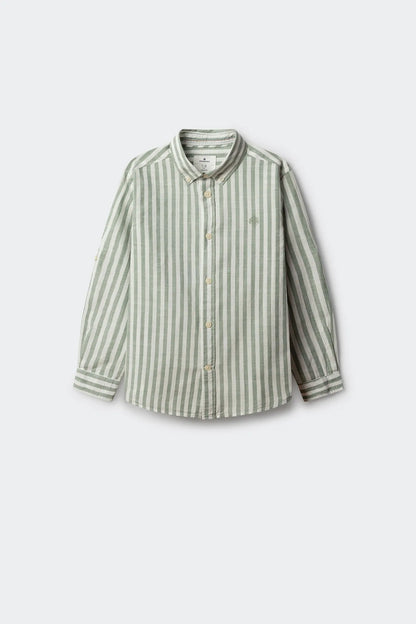 Springfield Green Boys Slub Cotton Shirt SKU: 2123006_22 Image 01