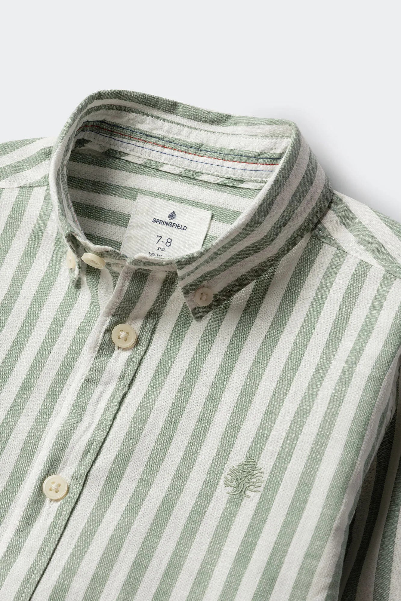 Springfield Green Boys Slub Cotton Shirt SKU: 2123006_22 Image 03