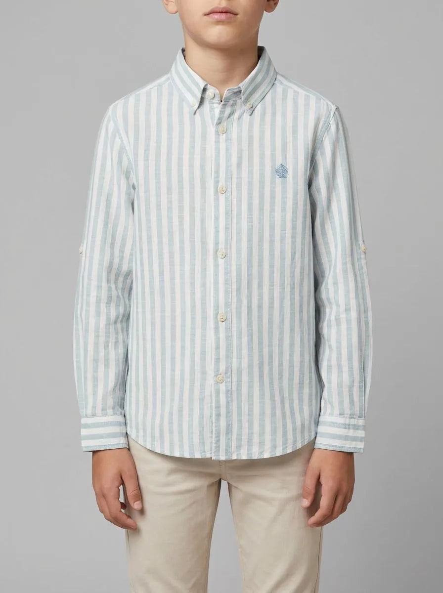Springfield Blue Boys Slub Cotton Shirt SKU: 2123006_82 Image 00