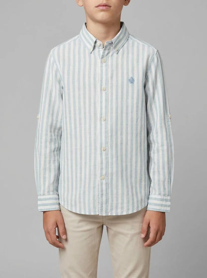 Springfield Blue Boys Slub Cotton Shirt SKU: 2123006_82 Image 00