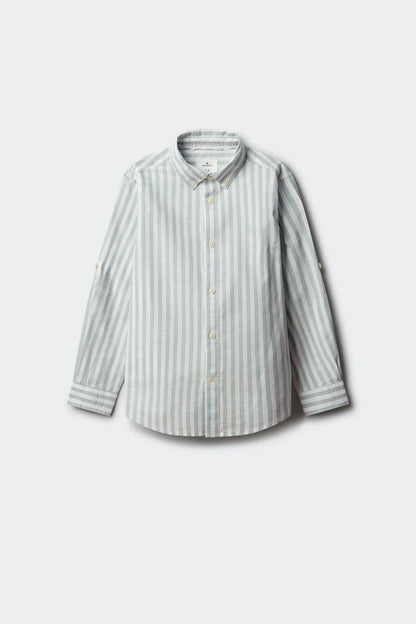 Springfield Blue Boys Slub Cotton Shirt SKU: 2123006_82 Image 01