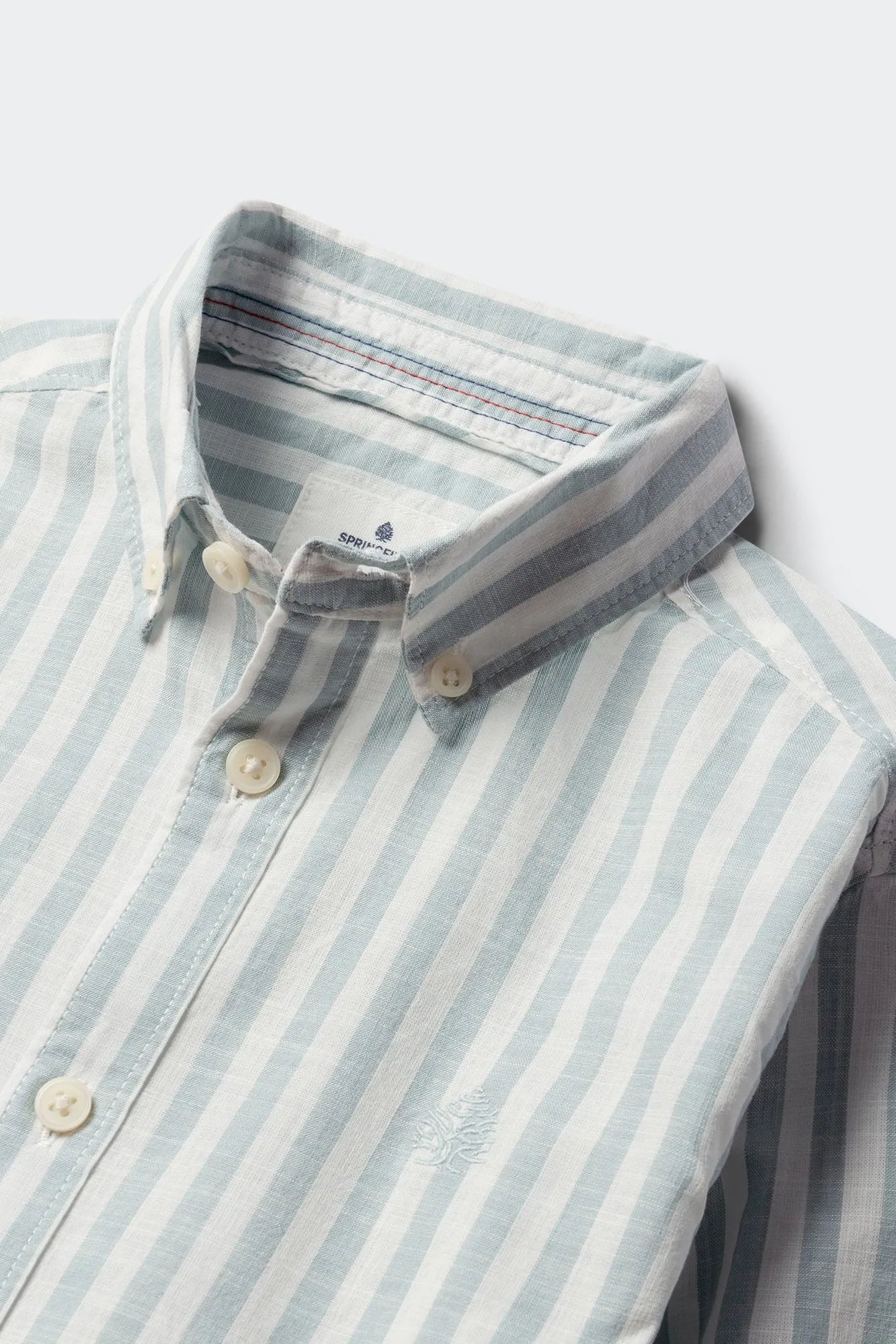 Springfield Blue Boys Slub Cotton Shirt SKU: 2123006_82 Image 03
