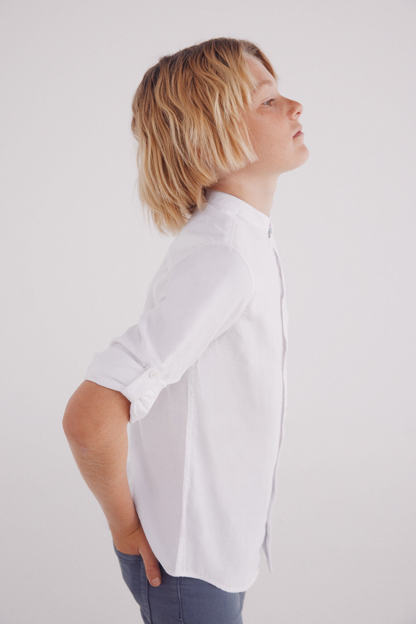 Springfield_Structured Shirt with Mandarin Collar For Boys_2129013_12_01