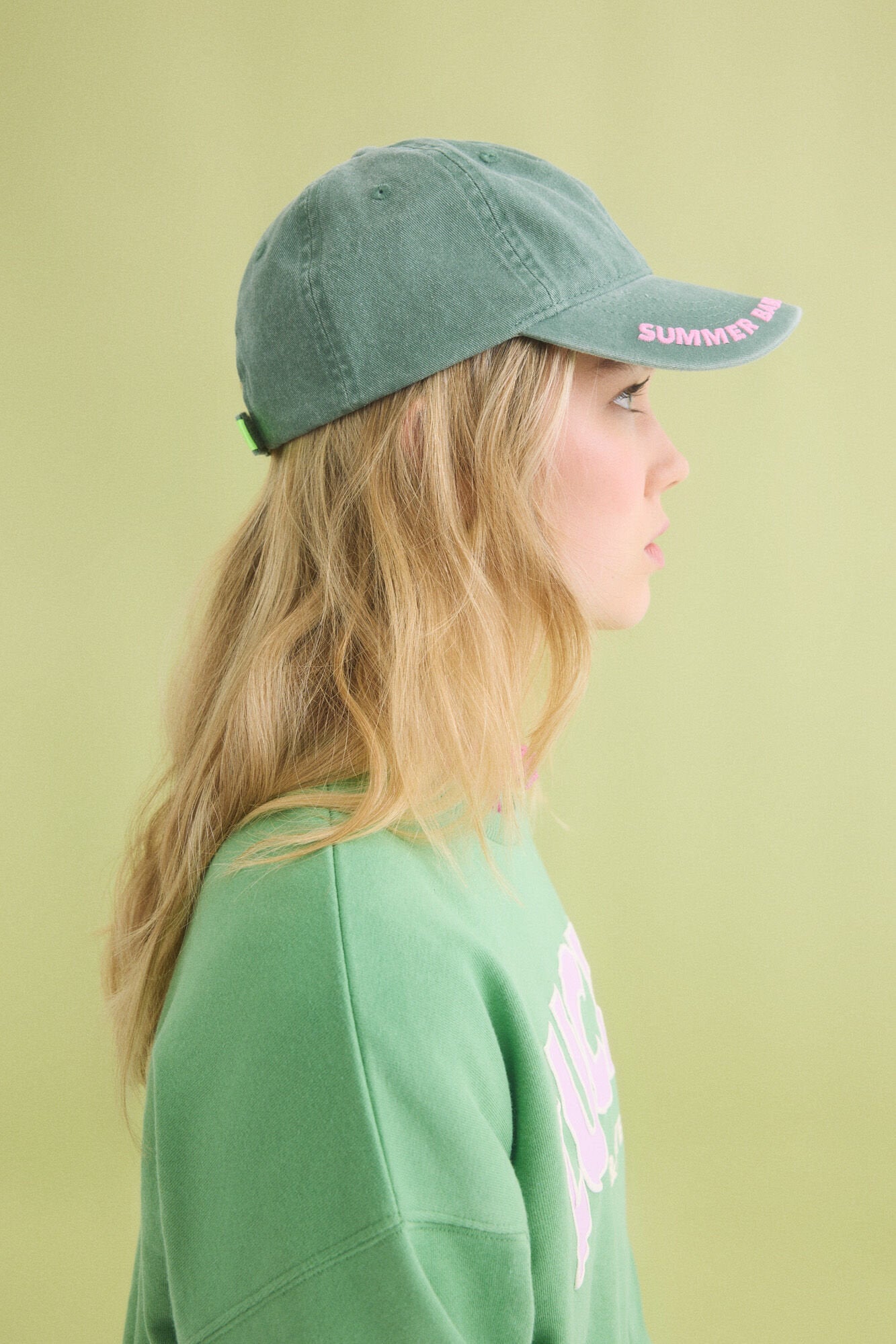 Women Secret_Green Adjustable Cotton Cap_2149033_21_01