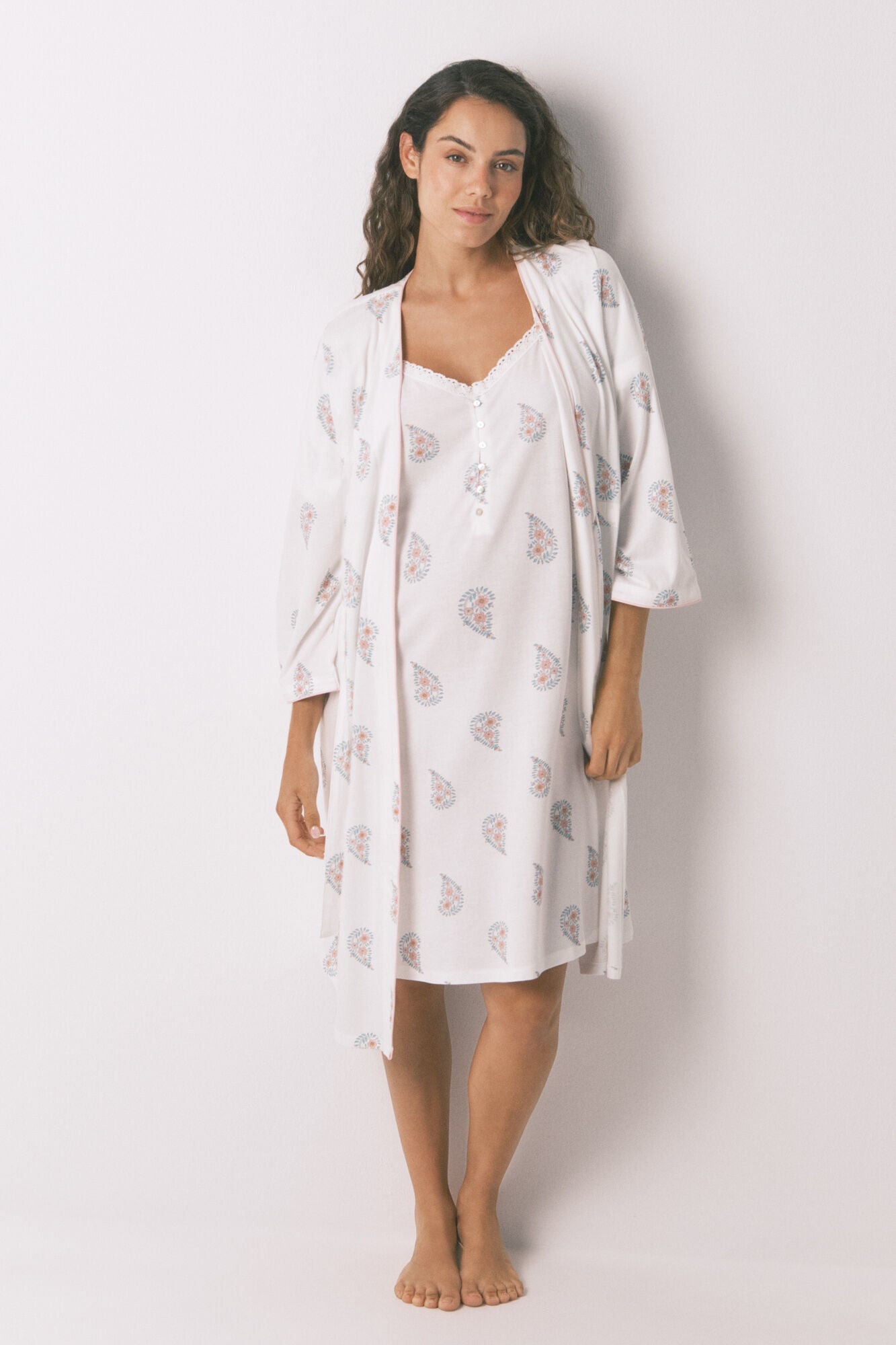 Women Secret_Multi-Color_Long &quot;Maternity&quot; Robe with Ivory Stamp Print_2172317_96_03