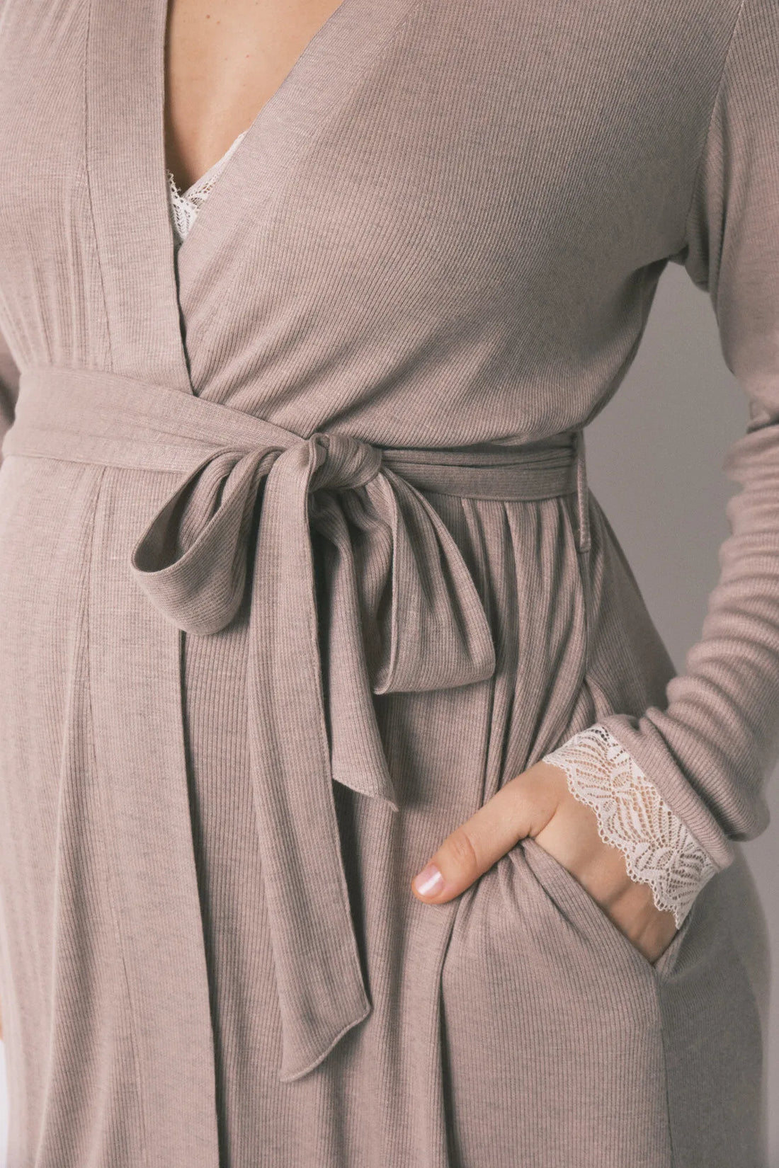 Women Secret_Tan_Grey Maternity Belted Robe_2173138_35_02