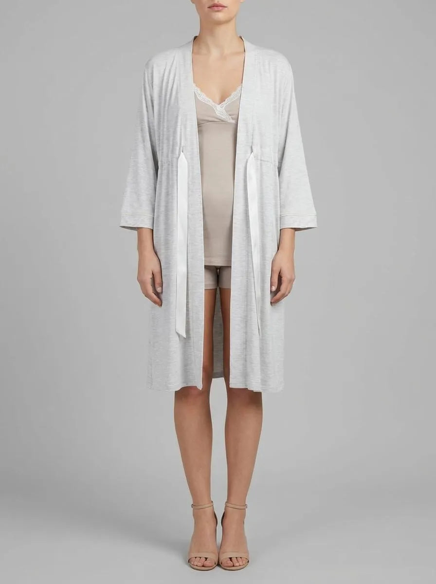 Women Secret Dark Grey Women Grey "Maternity" Belted Robe SKU: 2173141_44 Image 00
