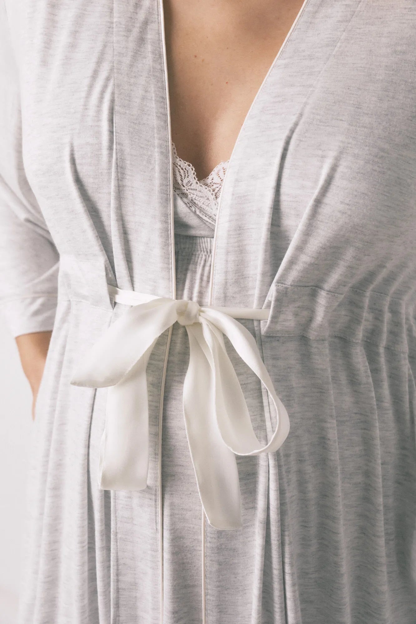 Women Secret Dark Grey Women Grey "Maternity" Belted Robe SKU: 2173141_44 Image 02