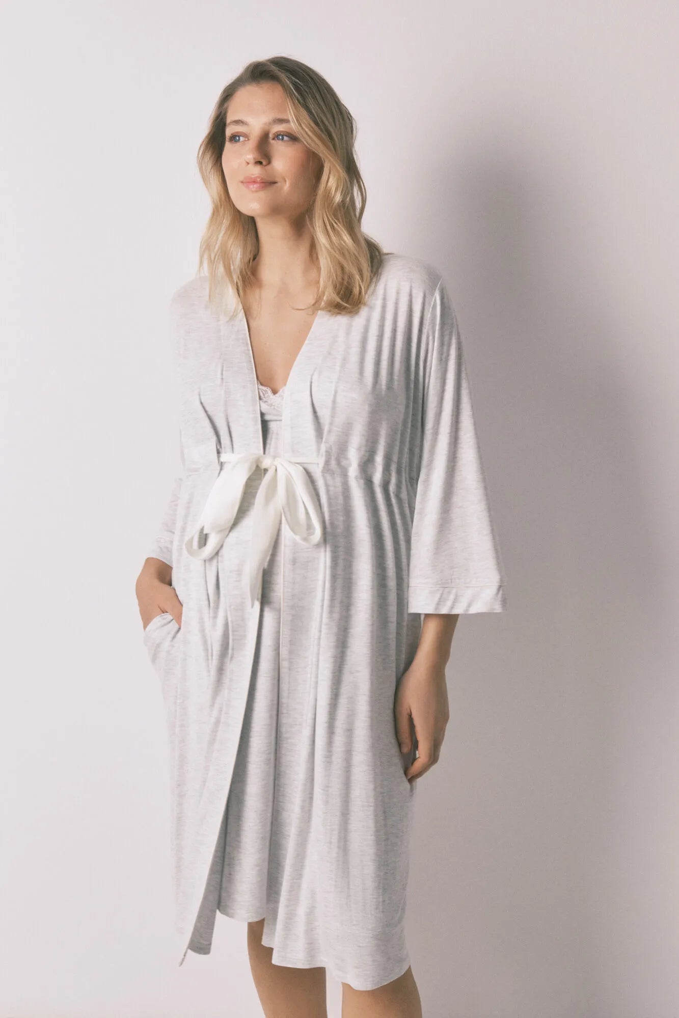 Women Secret Dark Grey Women Grey "Maternity" Belted Robe SKU: 2173141_44 Image 03