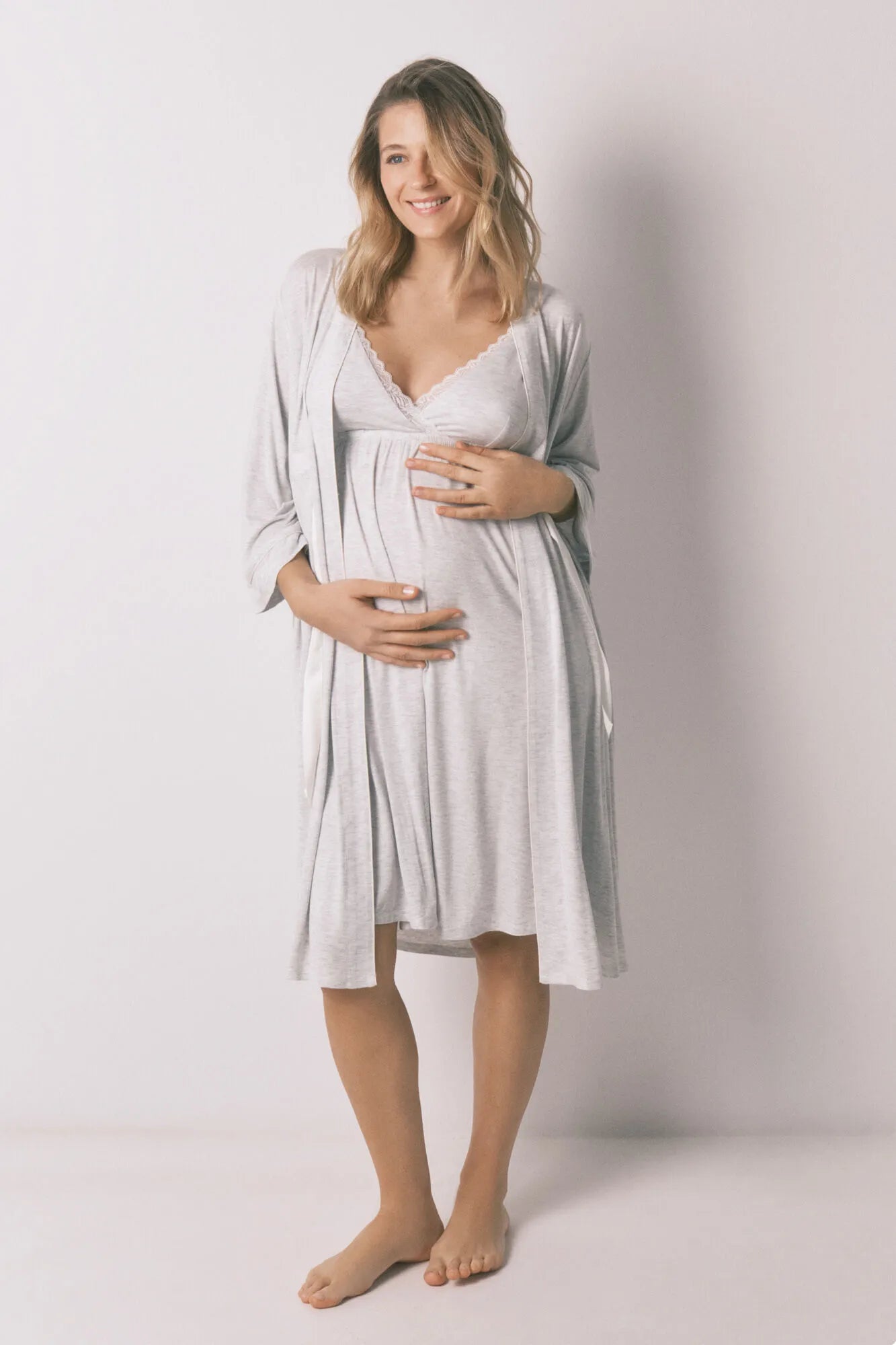 Women Secret Dark Grey Women Grey "Maternity" Belted Robe SKU: 2173141_44 Image 06