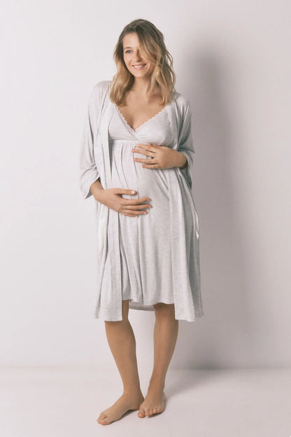 Women Secret Dark Grey Women Grey "Maternity" Belted Robe SKU: 2173141_44 Image 06