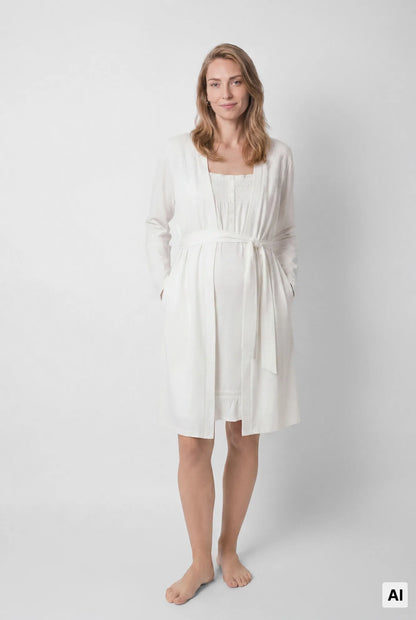 Women Secret Ivory Women White Cotton Belted Robe SKU: 2174162_96 Image 01