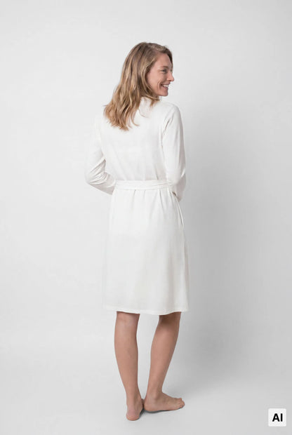 Women Secret Ivory Women White Cotton Belted Robe SKU: 2174162_96 Image 03