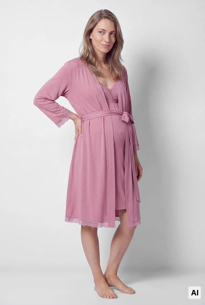 Women Secret Pink Women Pink Midi Robe with Belt SKU: 2174164_72 Image 03
