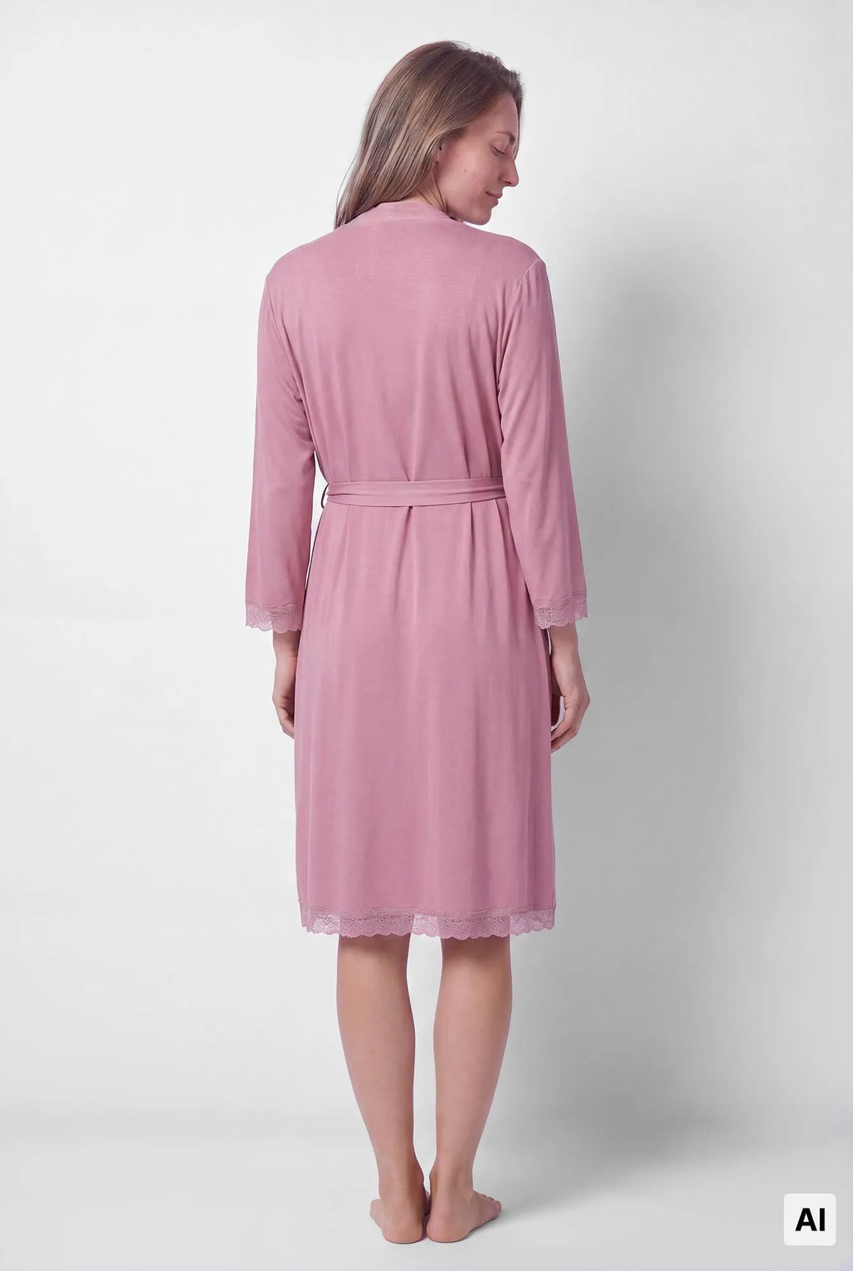 Women Secret Pink Women Pink Midi Robe with Belt SKU: 2174164_72 Image 04