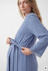 Women Secret Medium Blue Women Blue Lace Sleeve Midi Robe with Belt SKU: 2174165_15 Image 01