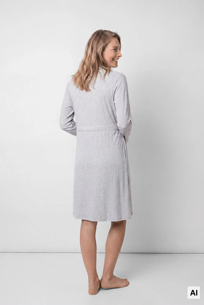 Women Secret Dark Grey Women Grey Belted Midi Robe SKU: 2174166_41 Image 03