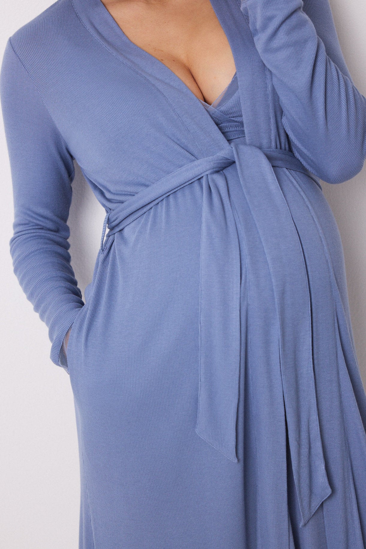 Blue Midi Soft Touch "Maternity" Robe_04
