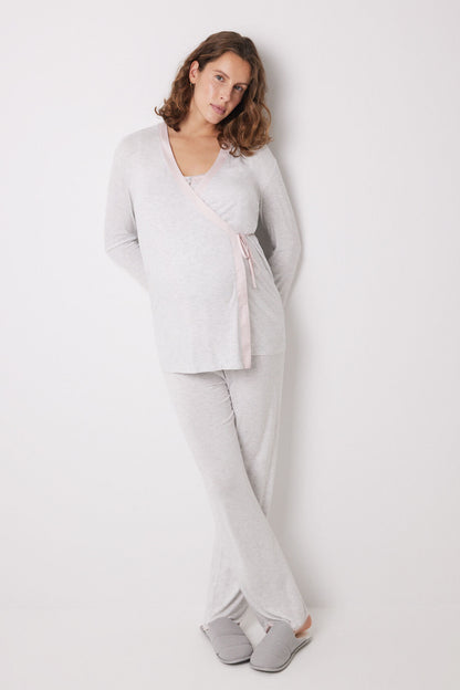 Short &quot;Maternity&quot; Gown In Grey Viscose_03