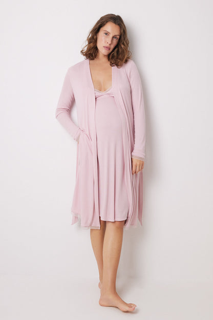 Pink Midi Soft Touch &quot;Maternity&quot; Robe_01