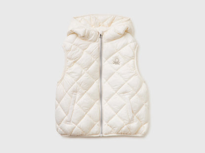 Benetton Creamy white Girls Sleeveless Jacket with Hood SKU: 21INCJ017_00E Image 01