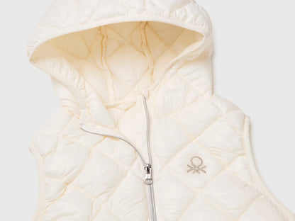 Benetton Creamy white Girls Sleeveless Jacket with Hood SKU: 21INCJ017_00E Image 03
