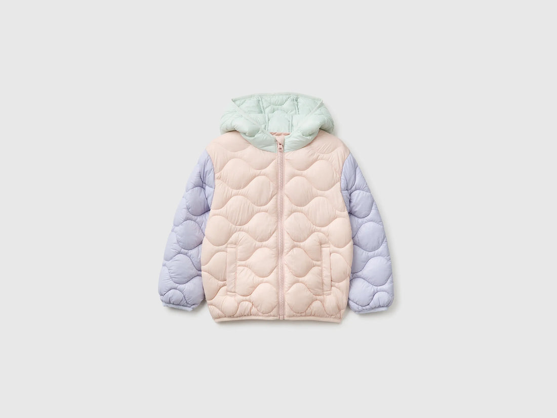 Benetton Soft Pink Girls Padded Jacket with Hood SKU: 21INGN04M_901 Image 01
