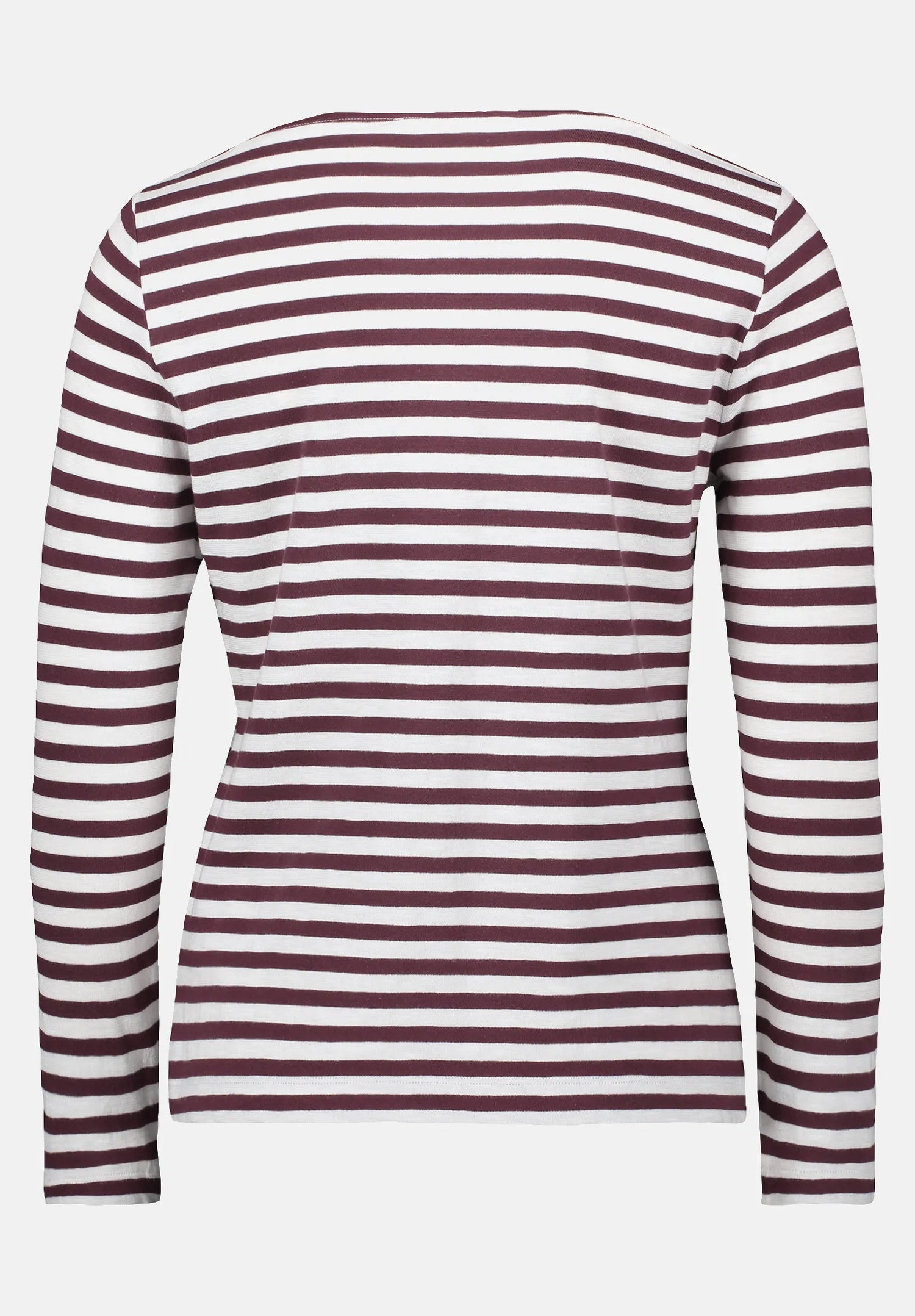 Betty Barclay_Cream/Dark Red_Striped Shirt with Boat Neck_2313-3146_1847_05