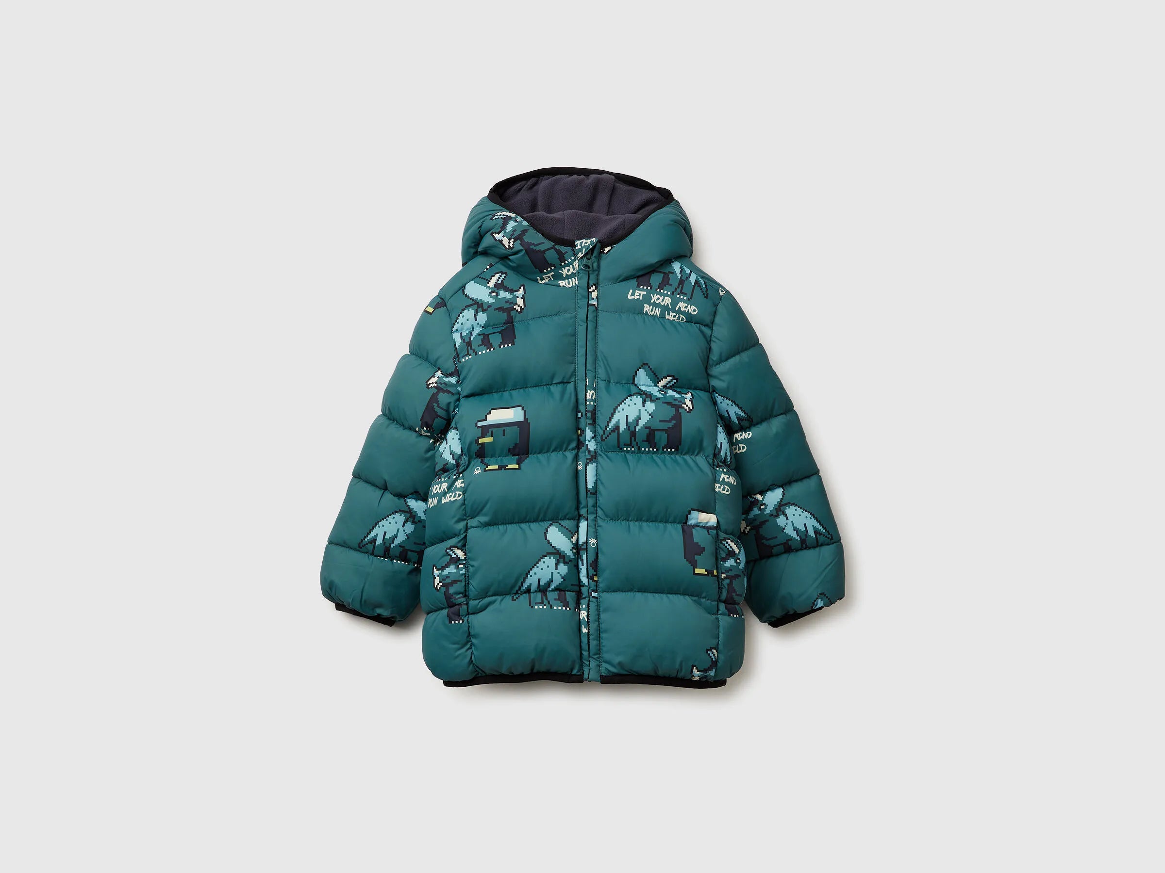 Benetton_Turquoise_&quot;Rain Defender&quot; Patterned Jacket_23ANGN047_69P_01