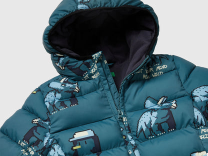 Benetton_Turquoise_&quot;Rain Defender&quot; Patterned Jacket_23ANGN047_69P_03