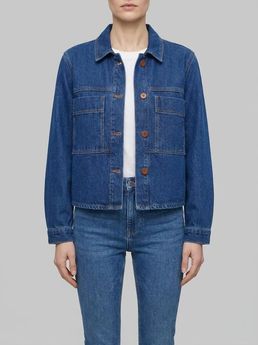 Benetton Blue Women Denim Shirt-Jacket SKU: 23C8DN097_901 Image 00