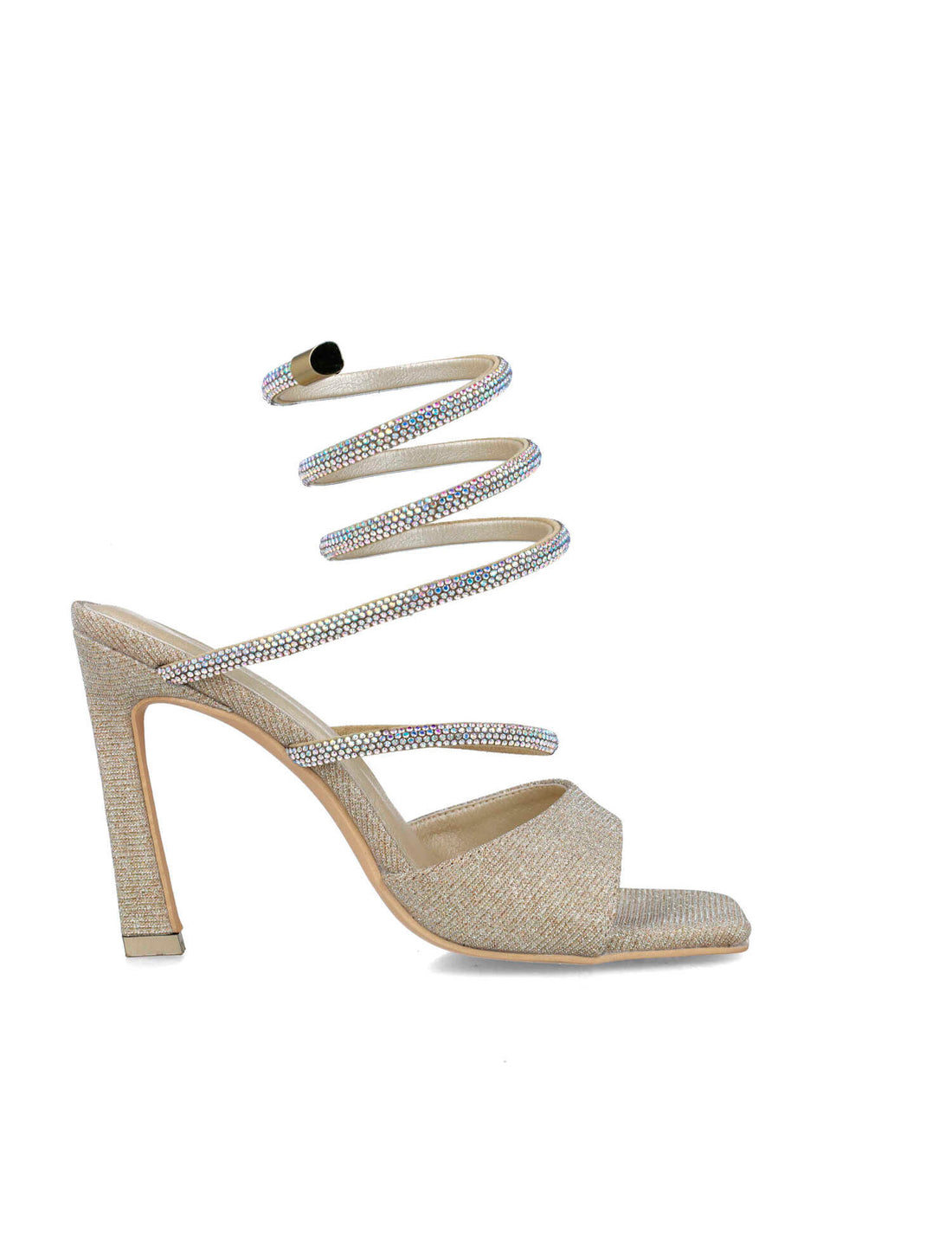Gold Sandals With Embellished Wrap Strap_24712_00_01