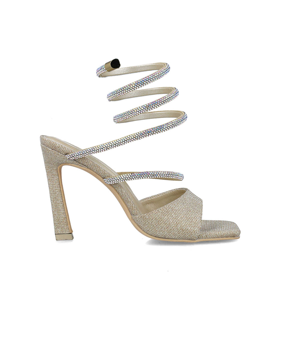 Gold Sandals With Embellished Wrap Strap_24712_00_01