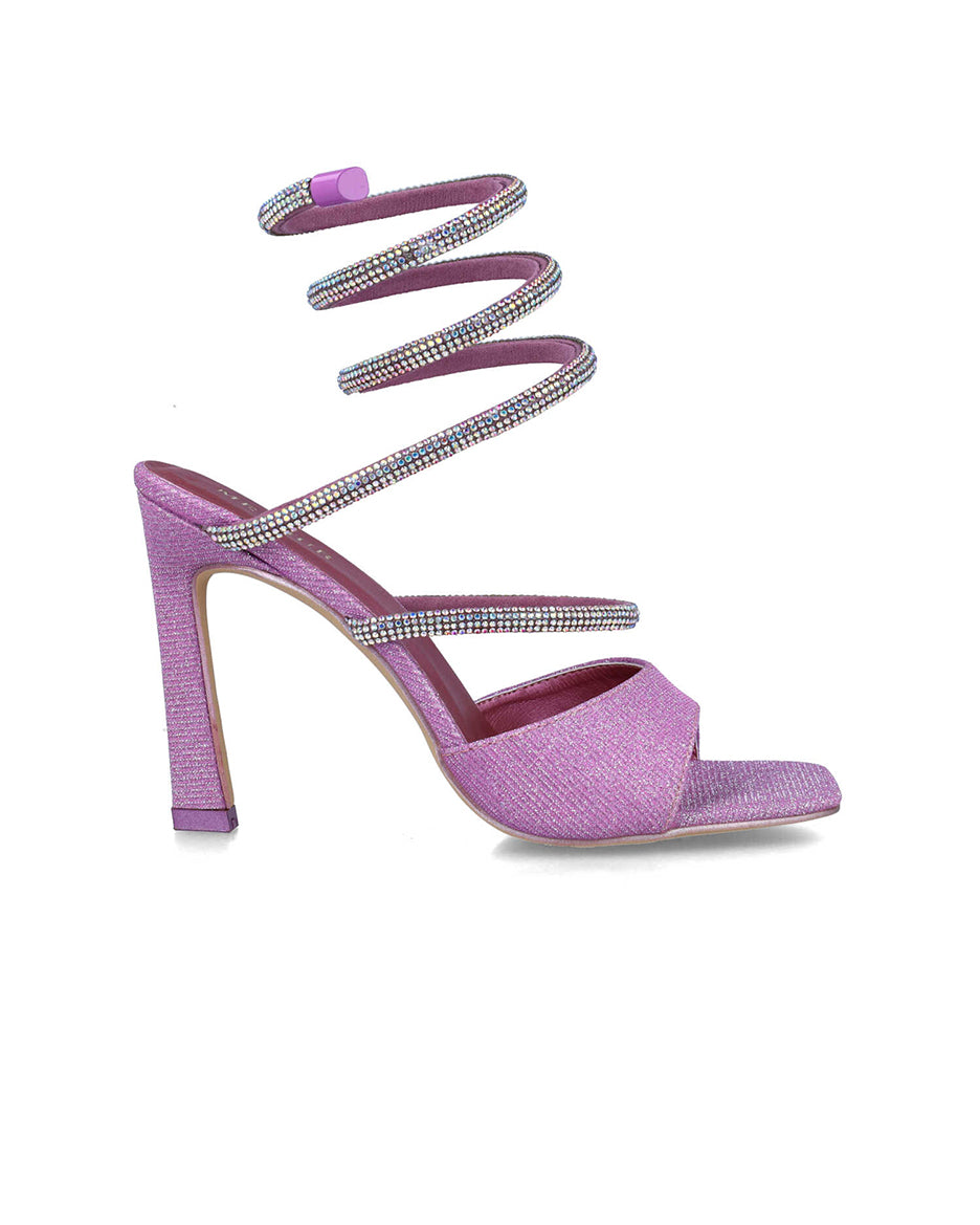 Pink Sandals With Embellished Wrap Strap_24712_03_01