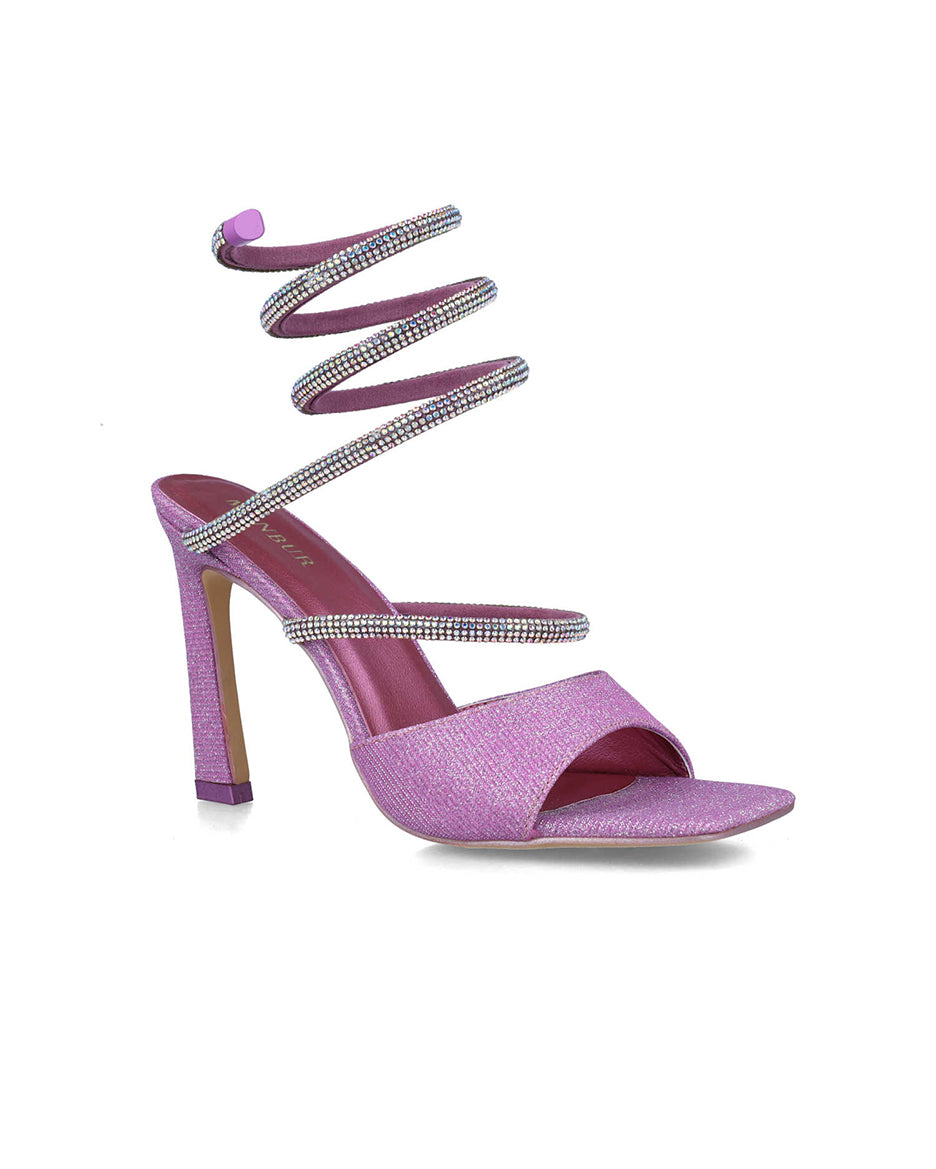 Pink Sandals With Embellished Wrap Strap_24712_03_02