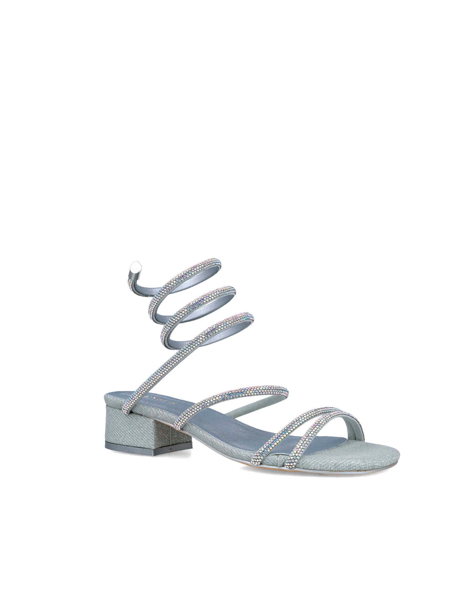 Silver Slippers With Embellished Wrap Strap_24722_09_02