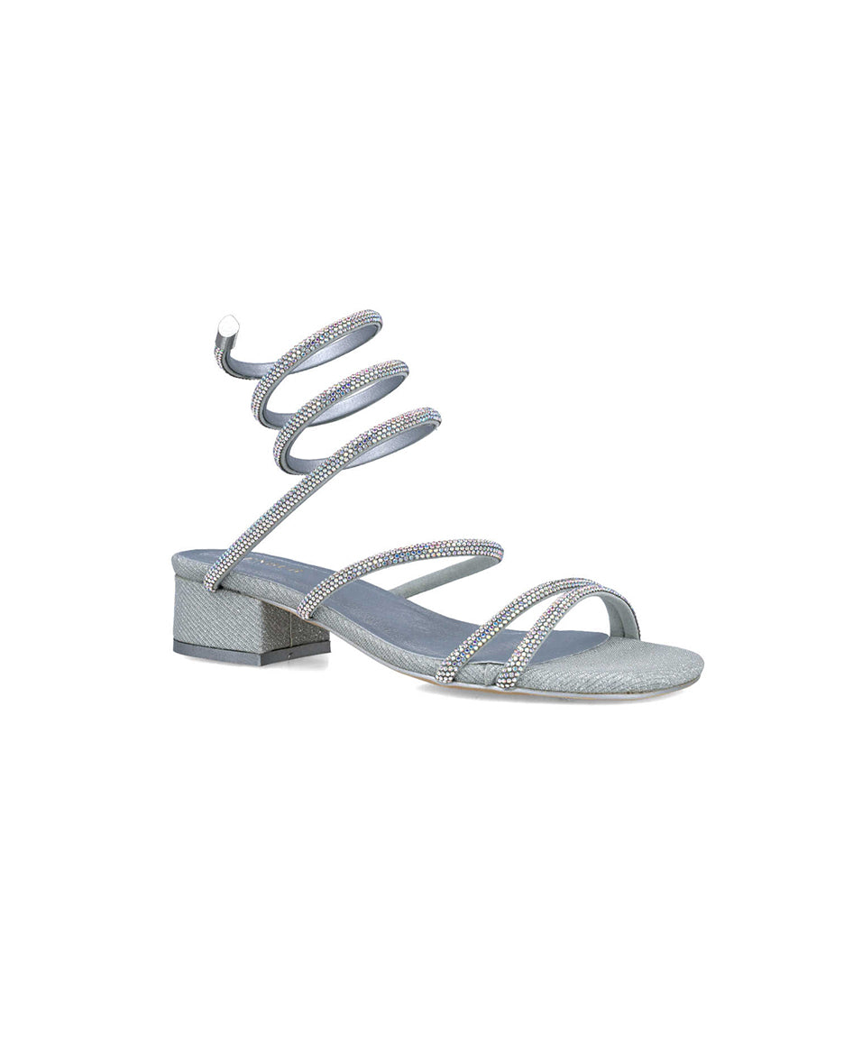 Silver Slippers With Embellished Wrap Strap_24722_09_02