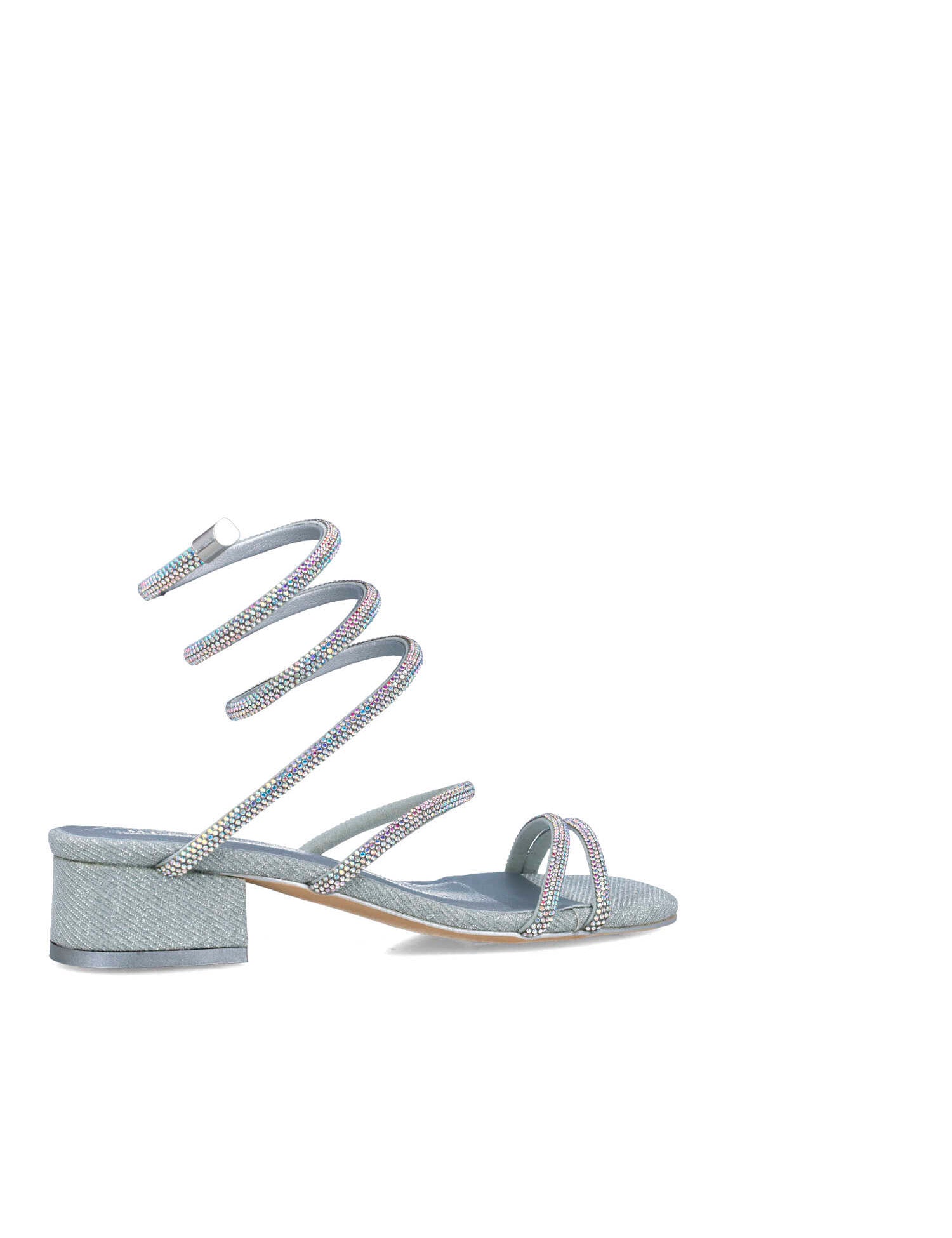 Silver Slippers With Embellished Wrap Strap_24722_09_03