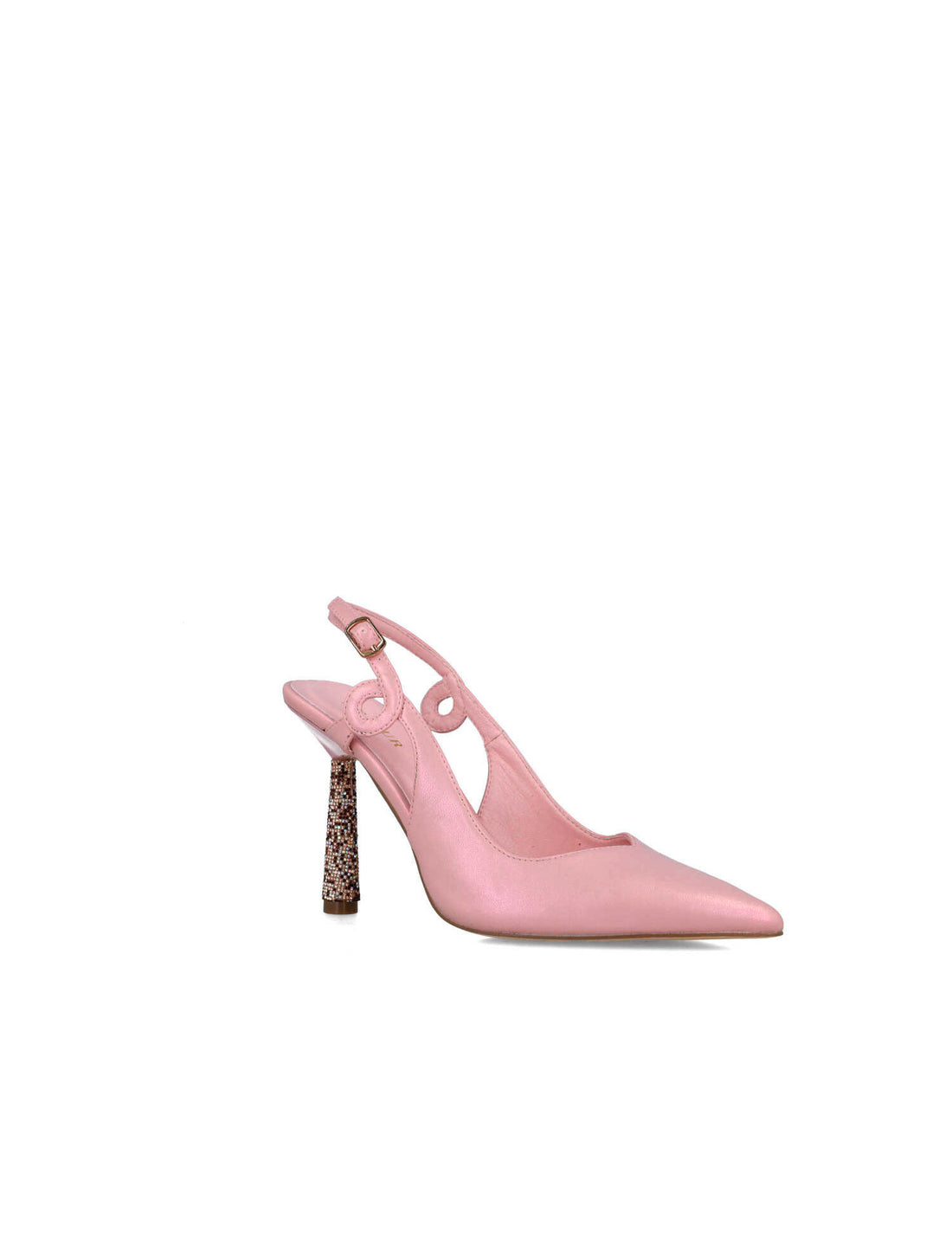 Pink Slingback Pumps With Embellished Heel_24781_97_02