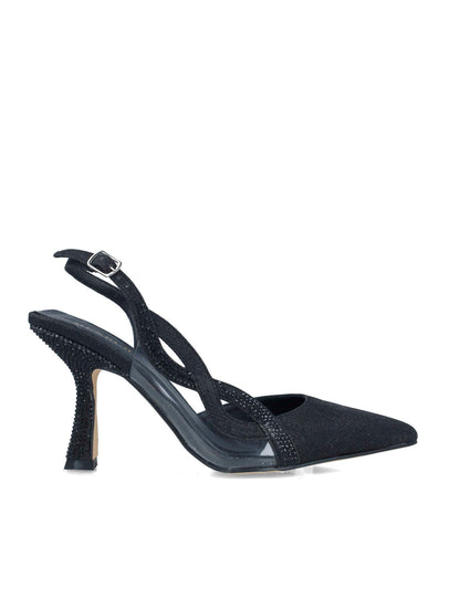 Black Slingback Pumps With Embellished Heel_24788_01_01