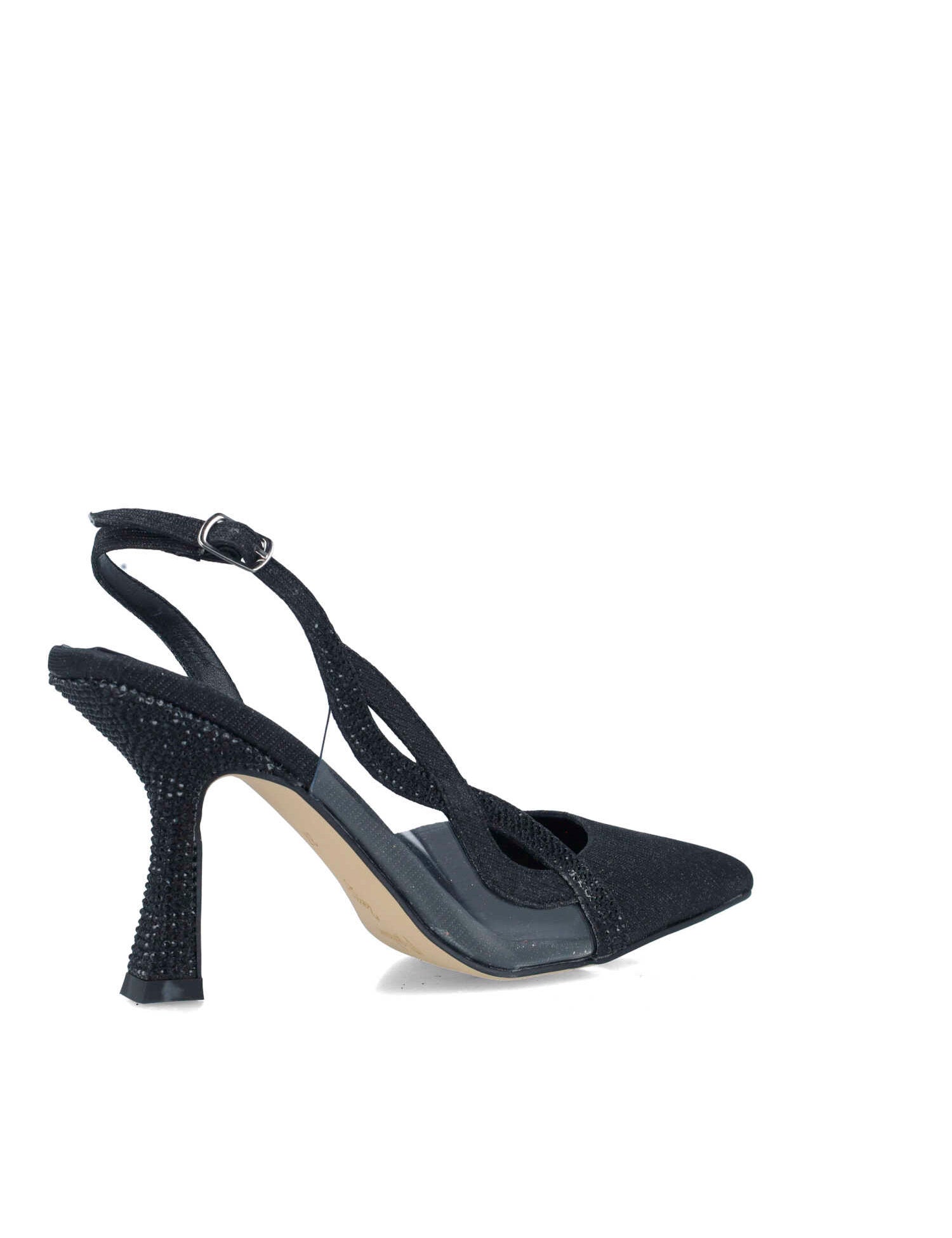 Black Slingback Pumps With Embellished Heel_24788_01_03