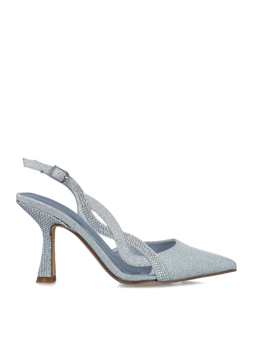 Silver Slingback Pumps With Embellished Heel_24788_09_01