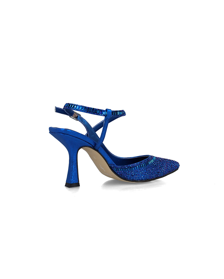 Blue Embellished Pumps With Ankle Strap_24830_55_03