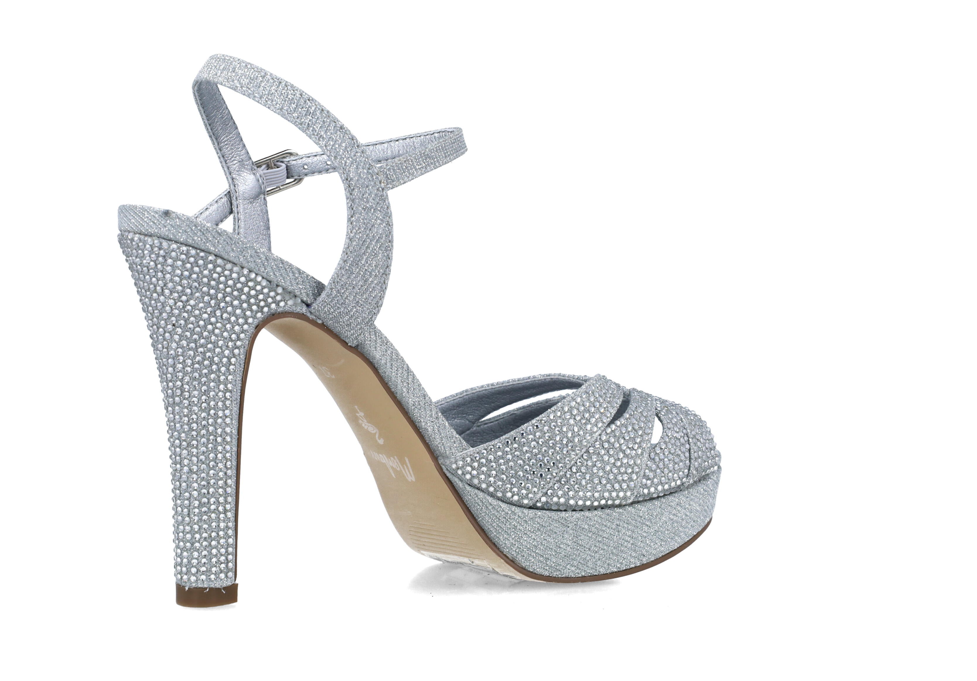 Silver High Heel Sandal With Ankle Strap_24832_09_03