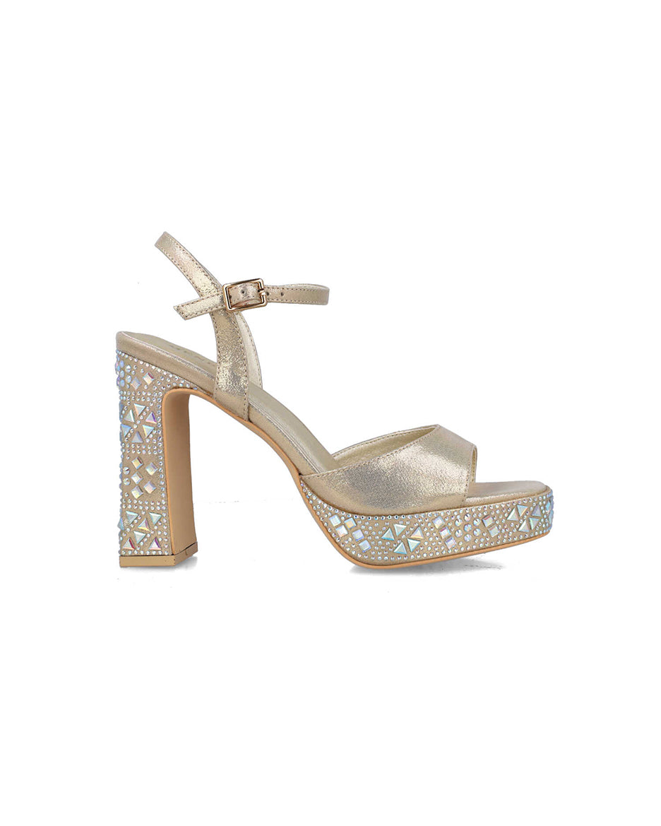 Gold Embellished Platform Sandals_24877_00_01