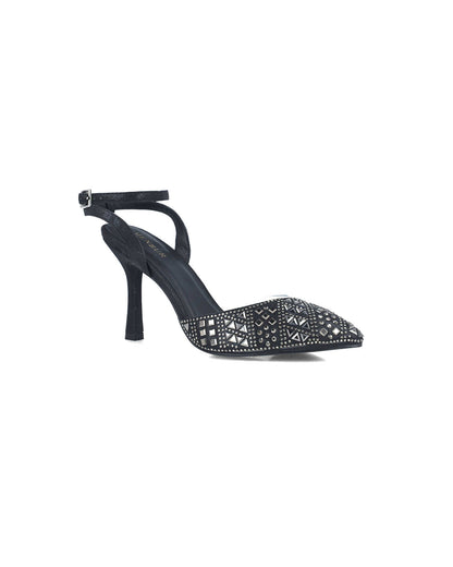 Black Embellished Pumps With Ankle Strap_24882_01_02