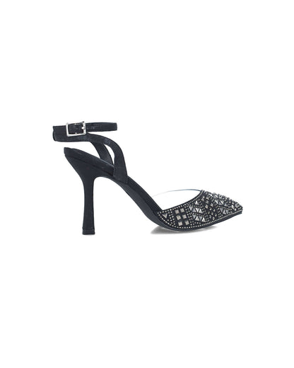 Black Embellished Pumps With Ankle Strap_24882_01_03