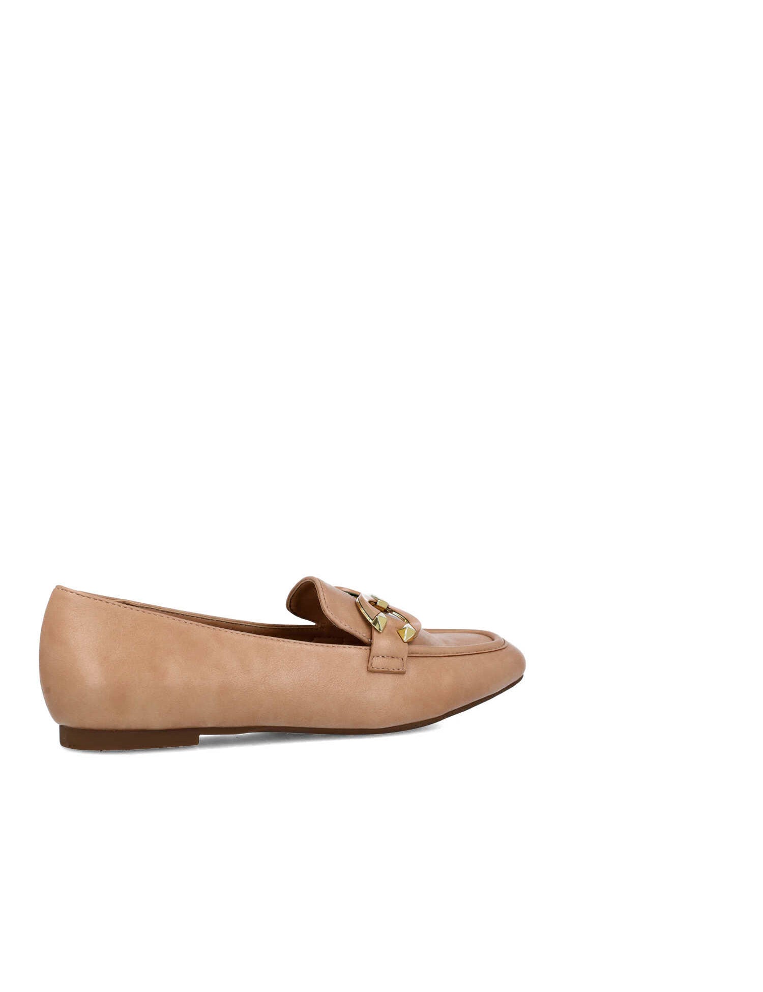 Beige Loafers With Stud Embellishment_24906_87_03