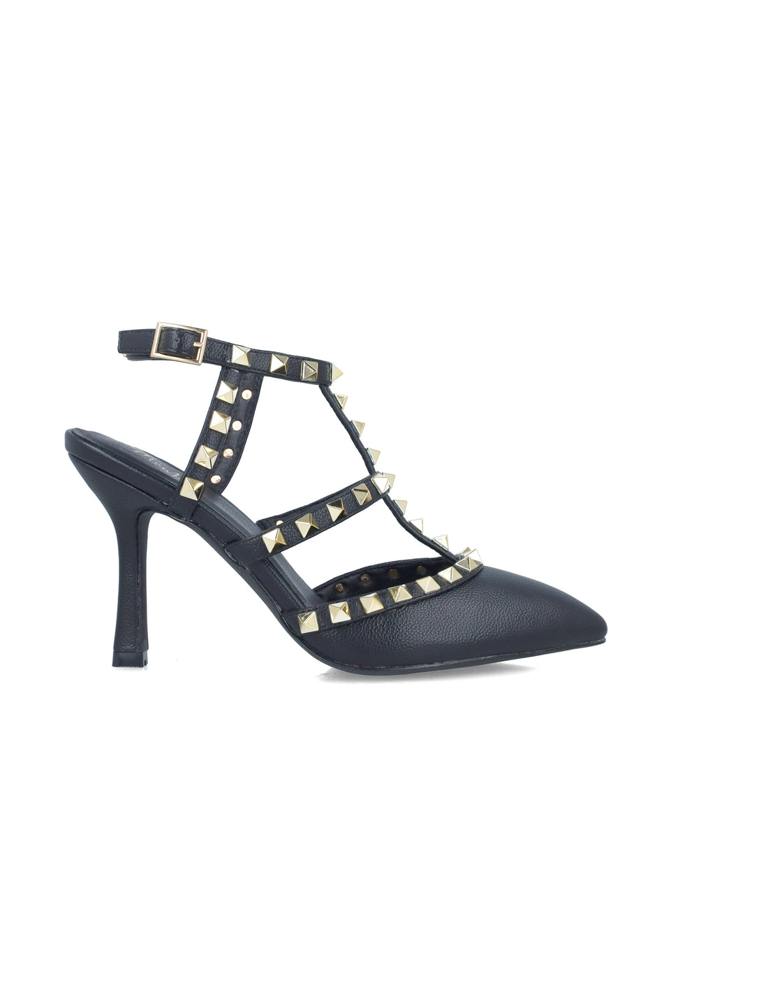 Black Studded Pumps With T-Strap_24915_01_01