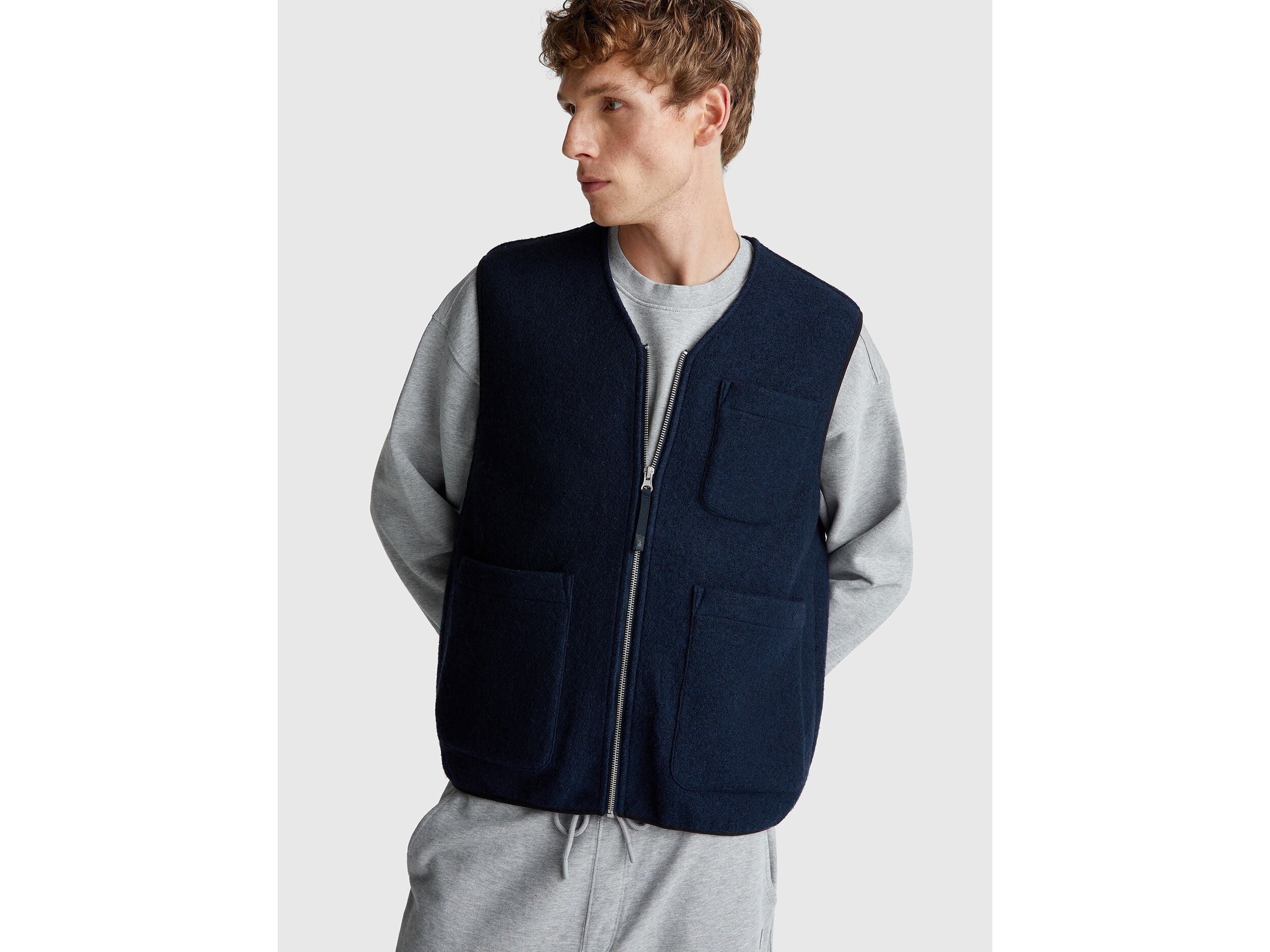 Benetton_Dark Blue_Vest in Wool Blend_24RDUJ00R_616_01